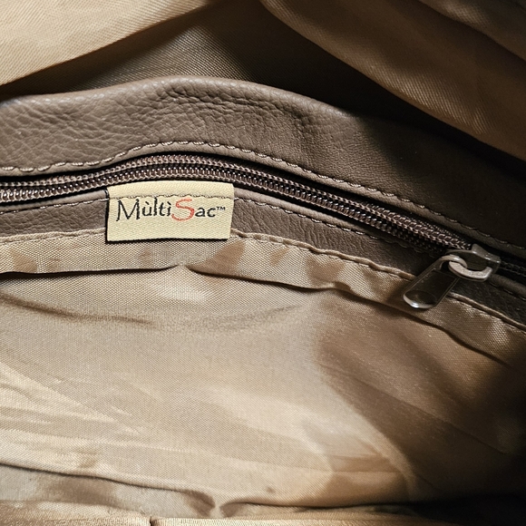 MultiSac bag with neutral background tan and brown vinyl purse - Picture 6 of 10